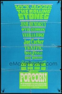 5b670 POPCORN 1sh '69 The Rolling Stones, Jimi Hendrix, Joe Cocker, Bee Gees!