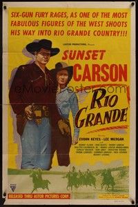 5b698 RIO GRANDE 1sh '49 Sunset Carson, Evohn Keyes, six-gun fury rages!