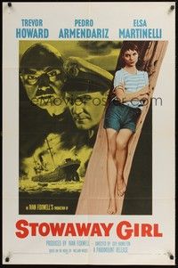 5b777 STOWAWAY GIRL 1sh '57 Trevor Howard, Pedro Armendariz, full-length Elsa Martinelli!