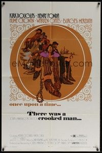 5b823 THERE WAS A CROOKED MAN 1sh '70 cool art of Kirk Douglas, Henry Fonda & top stars!