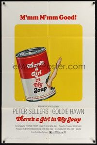 5b824 THERE'S A GIRL IN MY SOUP 1sh '71 Peter Sellers, Goldie Hawn, great Campbells soup can art!