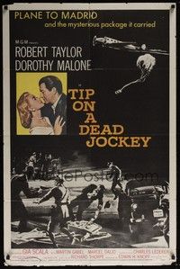 5b850 TIP ON A DEAD JOCKEY 1sh '57 Robert Taylor & Dorothy Malone caught up in a horse race crime!