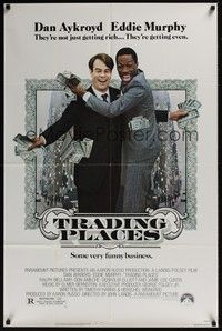 5b864 TRADING PLACES 1sh '83 Dan Aykroyd & Eddie Murphy are getting rich & getting even!