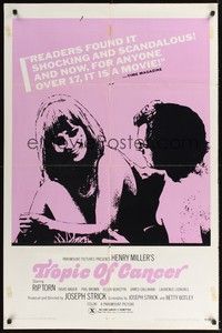 5b874 TROPIC OF CANCER 1sh '70 Rip Torn, Ellen Burstyn, from Henry Miller novel, x-rated!