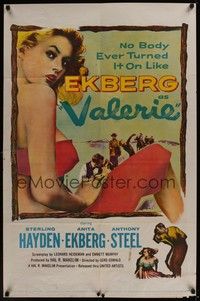 5b901 VALERIE 1sh '57 sexy half-dressed Anita Ekberg has a body that turns it on like nobody!