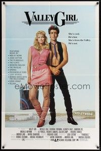 5b902 VALLEY GIRL 1sh '83 wacky punk Nicolas Cage, Deborah Foreman, Lettick art!