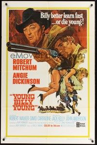 5b990 YOUNG BILLY YOUNG 1sh '69 art of Robert Mitchum, sexy Angie Dickinson & Robert Walker!