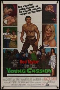 5b991 YOUNG CASSIDY 1sh '65 John Ford, bellowing, brawling, womanizing Rod Taylor!