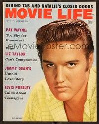 5d136 MOVIE LIFE magazine January 1957 intense close portrait of Elvis Presley from Love Me Tender