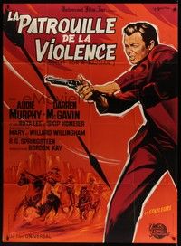 5h435 BULLET FOR A BADMAN French 1p '64 different art of Audie Murphy by Guy Gerard Noel!