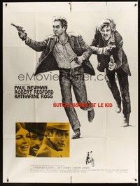 5h438 BUTCH CASSIDY & THE SUNDANCE KID French 1p R70s Paul Newman, Robert Redford, Katharine Ross!