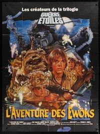 5h442 CARAVAN OF COURAGE French 1p '84 An Ewok Adventure, Star Wars, art by Drew Struzan!