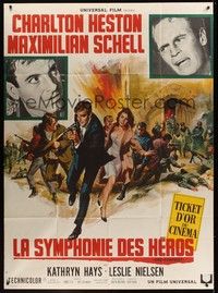 5h455 COUNTERPOINT French 1p '68 Charlton Heston, Maximilian Schell, art by Jean Mascii!