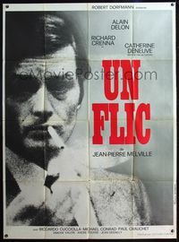 5h470 DIRTY MONEY French 1p '72 Jean-Pierre Melville's Un Flic, close up of smoking Alain Delon!