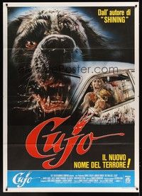 5h106 CUJO Italian 1p '83 Stephen King, wild Sciotti artwork of killer dog & bloody car!