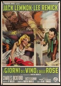 5h107 DAYS OF WINE & ROSES Italian 1p '63 different art of Jack Lemmon & Lee Remick by Cesselon!