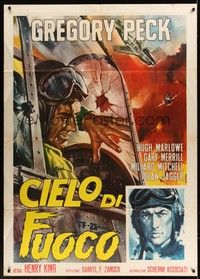 5h212 TWELVE O'CLOCK HIGH Italian 1p R64 different art of pilot Gregory Peck by Renato Casaro!