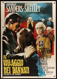 5h215 VILLAGE OF THE DAMNED Italian 1p '60 different art of George Sanders & strange kids by Nano!