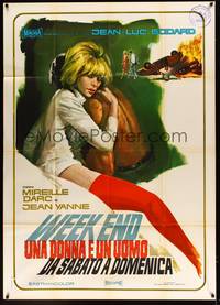 5h217 WEEK END Italian 1p '68 Jean-Luc Godard, completely different art of sexy Mireille Darc!