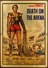 5h236 COLOSSUS OF THE ARENA Italian 2p '62 cool art of Mark Forest as Maciste w/sword & net!