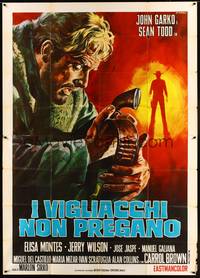 5h242 COWARDS DON'T PAY Italian 2p '68 cool spahetti western art of Gianni Garko by Renato Casaro!