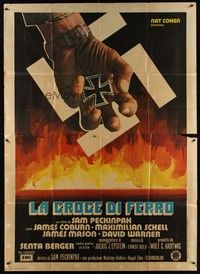 5h245 CROSS OF IRON Italian 2p '77 Sam Peckinpah, completely different art with giant swastika!