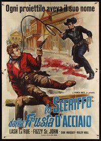 5h320 VANISHING OUTPOST Italian 2p '60s completely different art of Lash LaRue whipping bad guy!