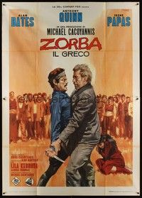 5h324 ZORBA THE GREEK Italian 2p '65 Michael Cacoyannis, different art of Quinn & Bates by Nistri!