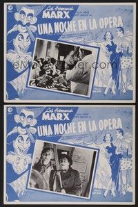 5j081 NIGHT AT THE OPERA 2 Mexican LCs R60s Hirschfeld art of Groucho Marx, Chico Marx, Harpo Marx!