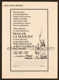 5j629 MAN OF LA MANCHA pressbook '72 Peter O'Toole, Sophia Loren, cool Ted CoConis art!