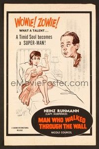 5j634 MAN WHO WALKED THROUGH THE WALL pressbook '64 a timid soul becomes a SUPER-MAN!