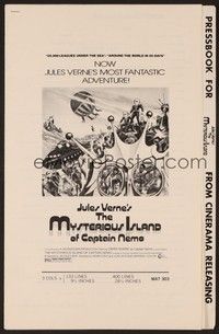 5j677 MYSTERIOUS ISLAND OF CAPTAIN NEMO pressbook '73 La Isla Misteriosa, Jules Verne sci-fi!