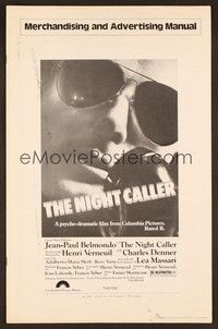 5j688 NIGHT CALLER pressbook '75 Henri Verneuil's Peur sur la ville, cool c/u of Belmondo!