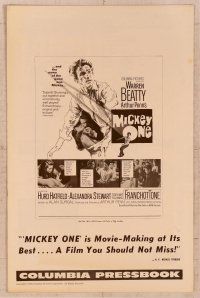 5j652 MICKEY ONE pressbook '65 artwork of Warren Beatty, the name of the game is Mickey!