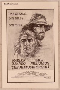 5j656 MISSOURI BREAKS pressbook '76 art of Marlon Brando & Jack Nicholson by Bob Peak!