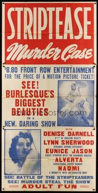 5p685 STRIP TEASE MURDER CASE 3sh '50 battle of the stripteasers, but murder steals the show!