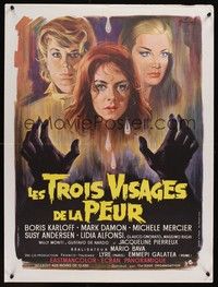 5s515 BLACK SABBATH French 23x32 '63 Mario Bava's I Tre volti Della Paura, great Grinsson art!