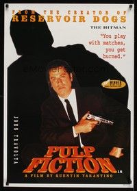 5t594 PULP FICTION commercial poster '94 Quentin Tarantino, cool image of John Travolta with gun!