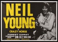 5t091 NEIL YOUNG & CRAZY HORSE Belgian concert poster '87 great image of Young with guitar!