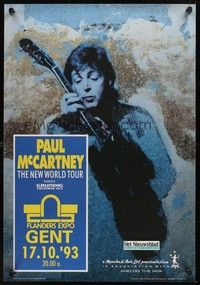 5t092 PAUL MCCARTNEY THE NEW WORLD TOUR Belgian concert poster '93 cool artwork of McCartney!