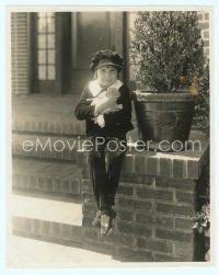 6a270 JACKIE COOGAN 7.75x9.75 still '20s great seated portrait of the child star holding bunny!