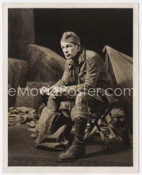 6a291 KEY LARGO deluxe stage play 8x10 still '39 Paul Muni in soldier outfit by Vandamm!