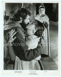 6a322 LION IN WINTER 8x10 still '68 Katharine Hepburn watches Peter O'Toole as Henry II kissing!