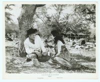 6a579 VILLA 8x10 still '58 Brian Keith outdoors with Margia Dean under blanket!