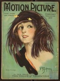 6b090 MOTION PICTURE magazine February 1923 wonderful art of Norma Talmadge by Ann Brockman!