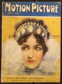 6b101 MOTION PICTURE magazine June 1925 wonderful art of pretty Gloria Swanson by M. Paddock!