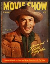 6b141 MOVIE SHOW magazine February 1946 Gregory Peck from Duel in the Sun by Madison Lacy!