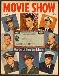 6b135 MOVIE SHOW magazine July 1944 great montage of eight top stars in the military + war bond!