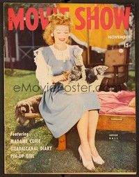 6b127 MOVIE SHOW magazine November 1943 Lucille Ball with dog & kittens from Best Foot Forward!