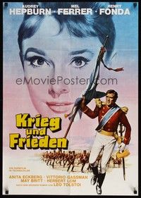 6g373 WAR & PEACE German R66 different art of Audrey Hepburn, Henry Fonda, Leo Tolstoy epic!